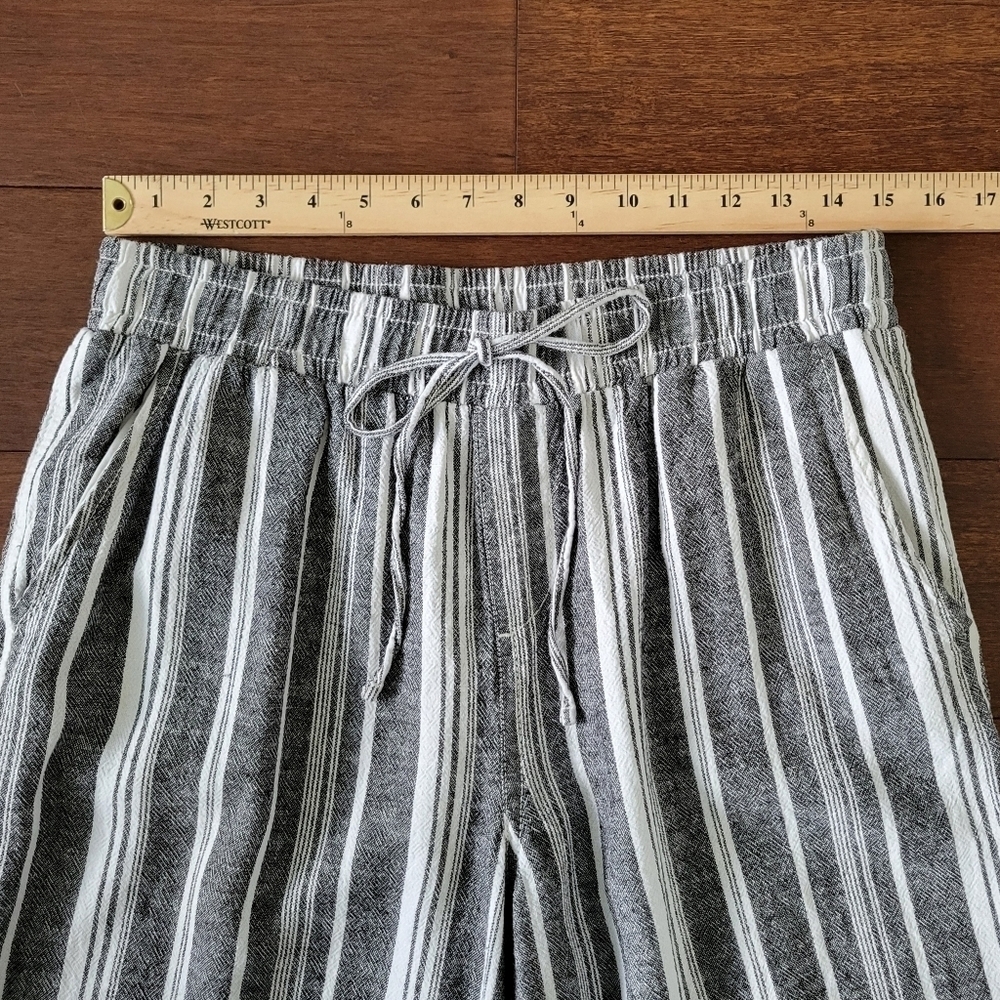 Briggs Women’s Linen Blend Wide Leg Pull-On Pants Grey/White Stripe Size L - Picture 5 of 9